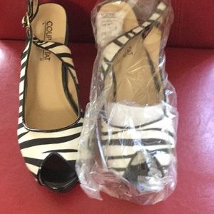 Zebra peep toe heels